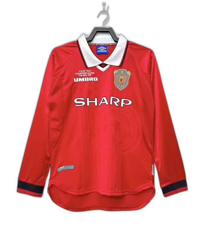 Camisa Manchester United 99/00 I Home - Versão Retrô Manga Longa